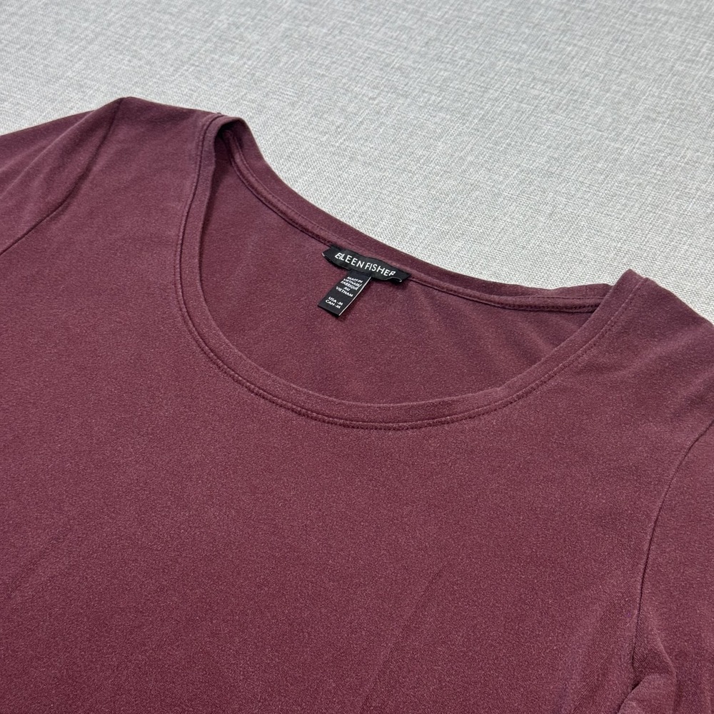 Eileen Fisher Tunic T-Shirt Womens M Purple Lyocell Spandex Stretch Jersey